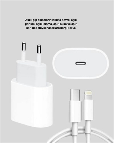 iPhone ve iPad Uyumlu 20W Güvenli USB-C Hızlı Şarj Adaptörü