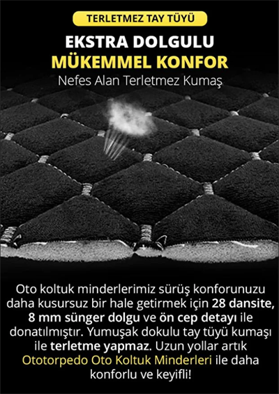  Tay Tüyü Cepli & Terletmez Sırtlı Oto Koltuk Minder Seti - Koltuk Koruma Kılıfı (ÖN & ARKA TAM SET)