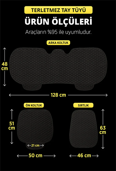  Tay Tüyü Cepli & Terletmez Sırtlı Oto Koltuk Minder Seti - Koltuk Koruma Kılıfı (ÖN & ARKA TAM SET)