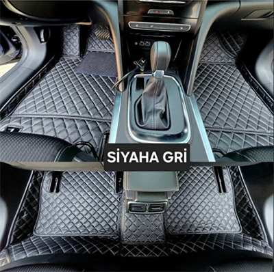 AUDİ A5 2016 - 2024 Uyumlu 8D Araca Özel Havuzlu Deri OTO PASPAS SİYAH GRİ RENK