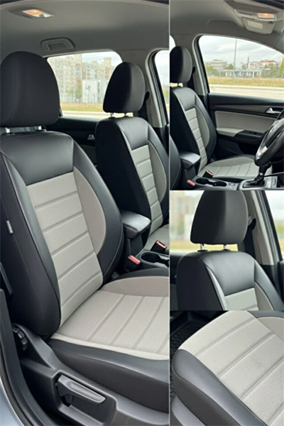 Bej Renk Pike Kumaş Oto Koltuk Kılıfı - 5 Koltuk Tam Set