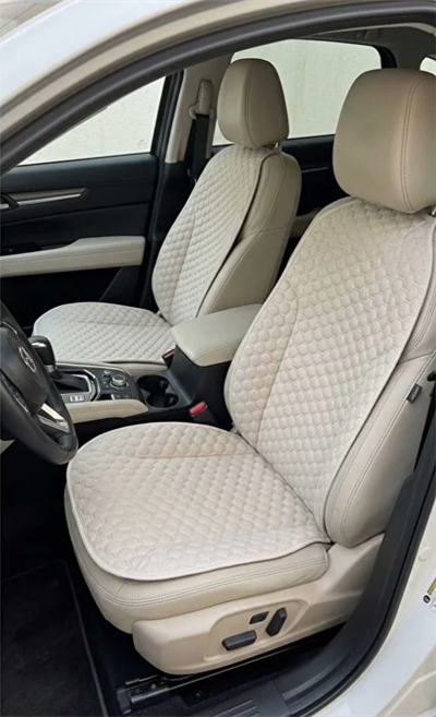 Lüks Kapitone Desenli Antislip Araba Koltuk Koruyucu Üçlü Minder Seti - Bej Renk (2 Ön ve 1 Arka Set)