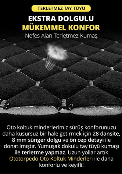 Tay Tüyü Cepli & Terletmez Oto Koltuk Minder Seti - Koltuk Koruma Kılıfı (3lü Set)
