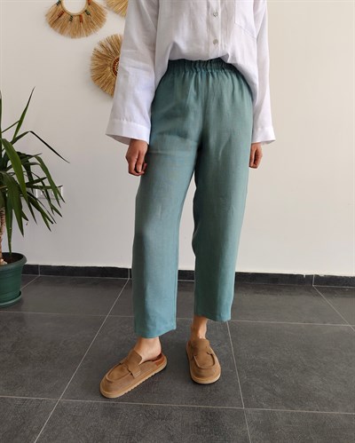 %100 Keten Okaliptus Pantolon