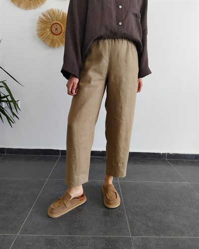 %100 Keten Sahra Pantolon