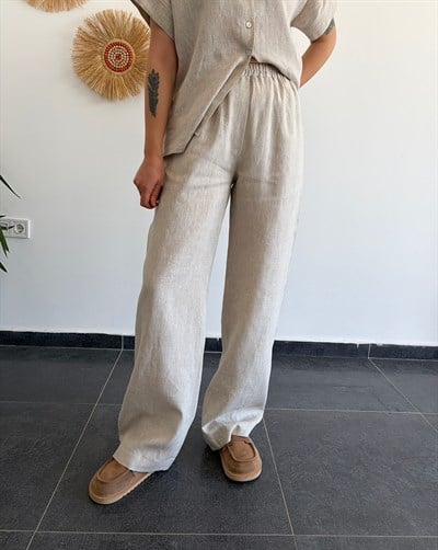 URBAN NATURE %100 KETEN NATURAL PANTOLON