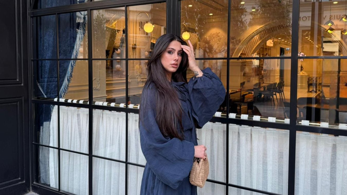Lacivert Balon Kol Elbise 