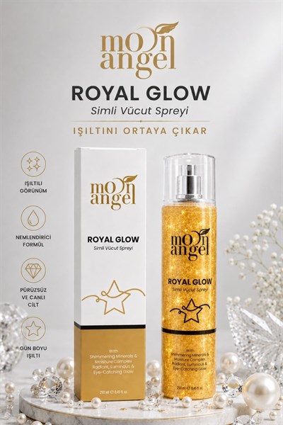 Moon Angel Royal Glow Simli Vücut Spreyi 250 ml Nemlendirici Işıltılı Body MistMoon Angel