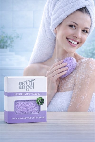 Süngerli Doğal Güzellik Natural Sponge Soap With Lilas Extract Cilt Kırışıklık Önleyici Etkili