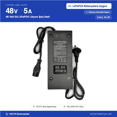 48 Volt 5A LiFePO4 Lityum Şarj Aleti