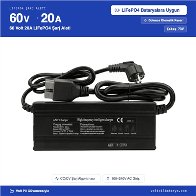 60 Volt 20A LiFePO4 Şarj Aleti