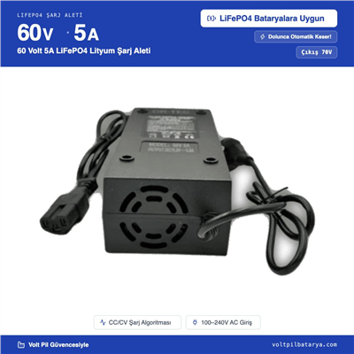 60 Volt 5A LiFePO4 Lityum Şarj Aleti