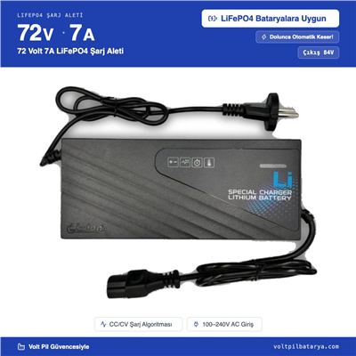 72 Volt 7A LiFePO4 Şarj Aleti