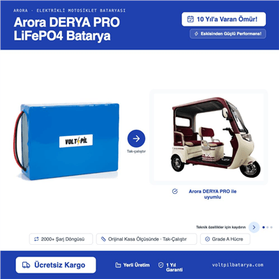 Arora DERYA PRO Lityum LiFePO4 Batarya (BMS seçenekli örnek)