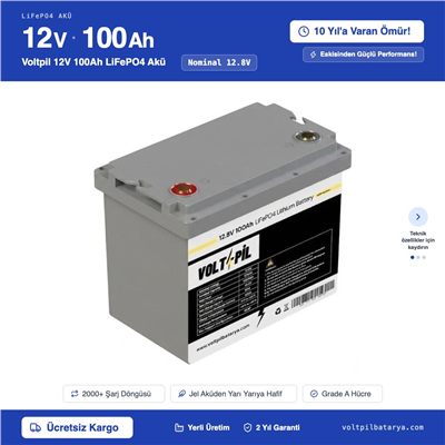 Voltpil 12.8V 100Ah LiFePO4 Akü