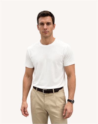 Bisiklet Yaka Beyaz Modal Basic T-shirt