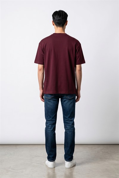 Bisiklet Yaka Kısa Kollu Modal Bordo Basic T-shirt