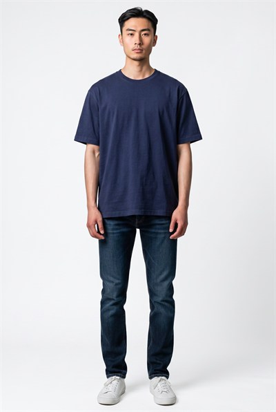 Bisiklet Yaka Kısa Kollu Modal Lacivert Basic T-shirt