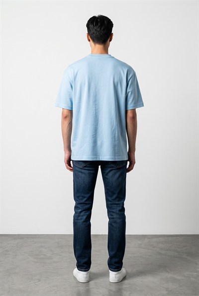 Bisiklet Yaka Kısa Kollu Modal Mavi Basic T-shirt