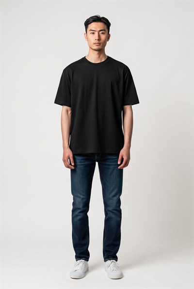 Bisiklet Yaka Kısa Kollu Modal Siyah Basic T-shirt