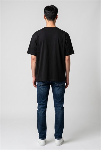 Bisiklet Yaka Kısa Kollu Modal Siyah Basic T-shirt
