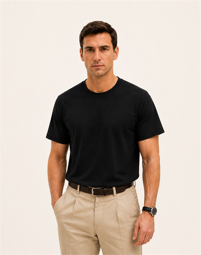 Bisiklet Yaka Kısa Kollu Modal Siyah Basic T-shirt