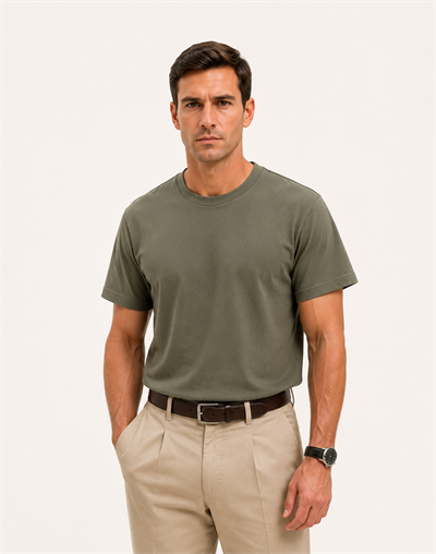 Bisiklet Yaka Kısa Kollu Modal Yeşil Basic T-shirt