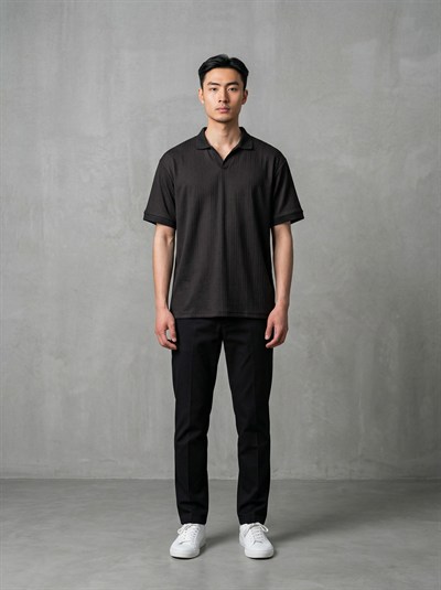 Çizgili Kumaş Polo Yaka Tshirt