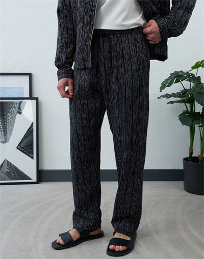 Çizgili Regular Fit Kadife Takım
