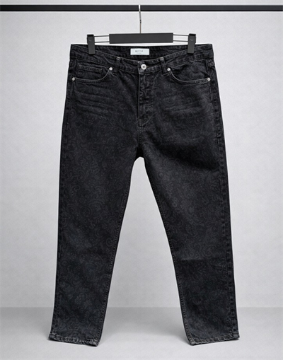 Desenli Baggy Fit Jean Siyah
