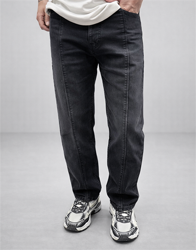 Dikiş Detay Antrasit Baggy Fit Jean
