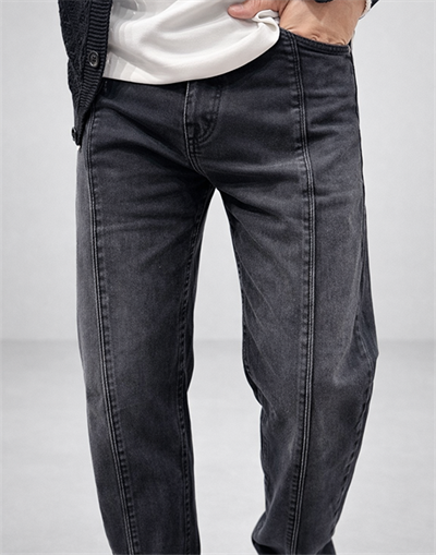 Dikiş Detay Antrasit Baggy Fit Jean