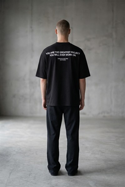Kısa Kollu Baskılı Siyah T-shirt