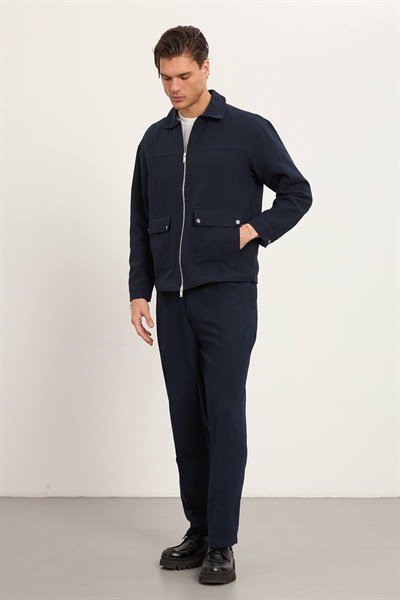 Lacivert Keten Regular Fit Takım 