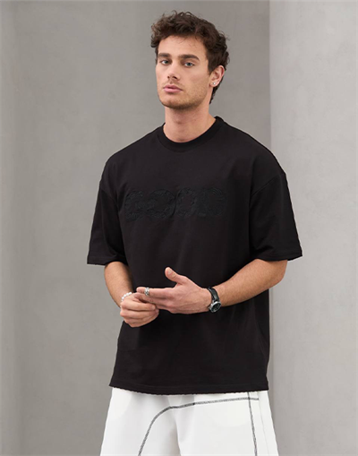 Siyah Good Yazılı Oversize Tshirt