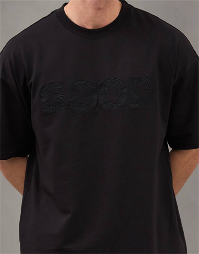 Siyah Good Yazılı Oversize Tshirt