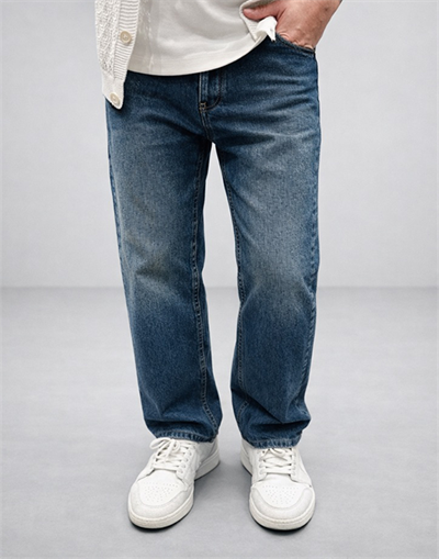 Taşlı Mavi Baggy Fit Jean