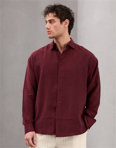 Yıkamalı Modal Kumaş Bordo Gömlek