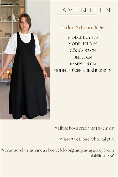 Twst Model Elbise Tişört Siyah İkili Takım