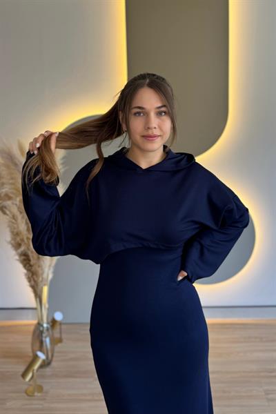 Çıkarılabilir Sweatshirt Elbise Modal Lacivert İkili Takım