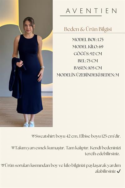 Çıkarılabilir Sweatshirt Elbise Modal Lacivert İkili Takım