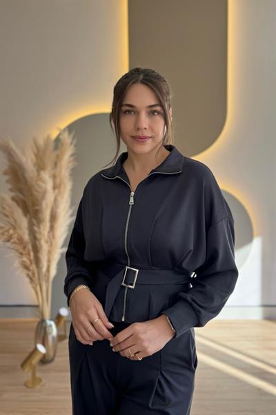 Premium Modal Kumaş Kemerli Antrasit İkili Takım