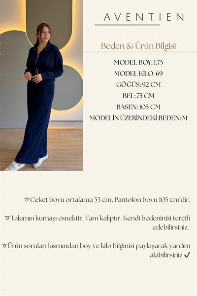 Premium Modal Kumaş Kemerli Lacivert İkili Takım