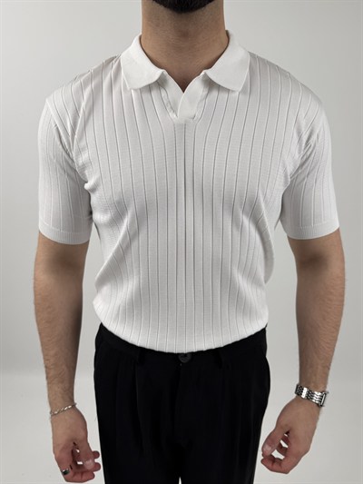 Çizgi Desenli Polo Yaka Tişört