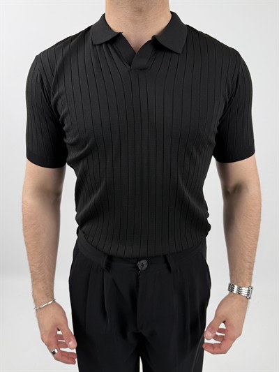 Çizgi Desenli Polo Yaka Tişört
