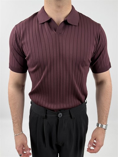 Çizgi Desenli Polo Yaka Tişört