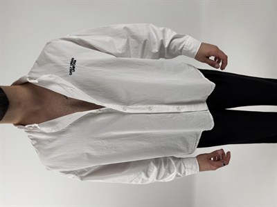 Göğüs Yazı Detaylı Pamuklu Oversize Gömlek