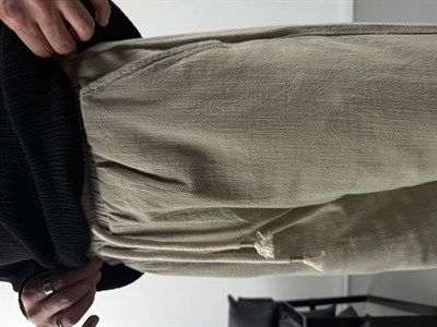 Keten Dokulu Baggy Pantolon