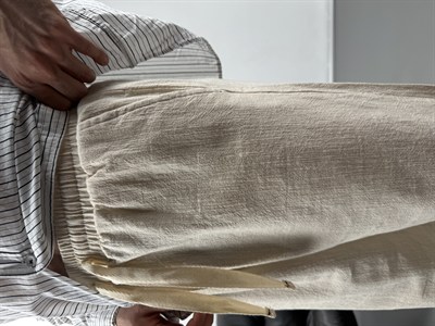 Keten Dokulu Baggy Pantolon