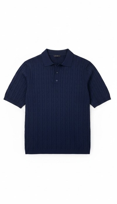 Örgü Desenli Polo Yaka Tişört